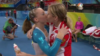 Kissing gymnasts
